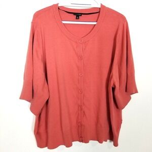 Torrid Women Plus Button Up Cardigan Sweater Sz 6X Salmon Red 3/4 Sleeve